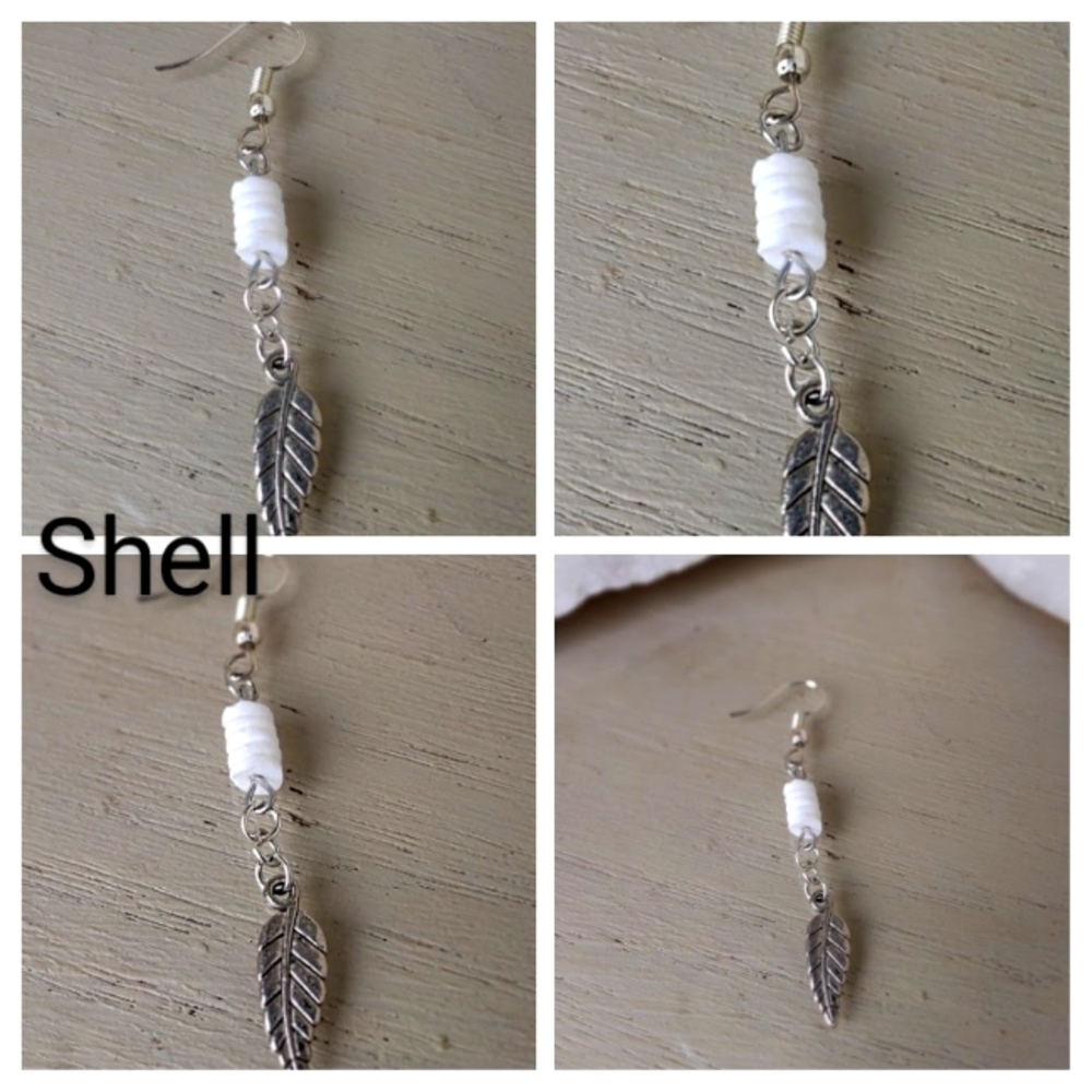 One shell and feather earring